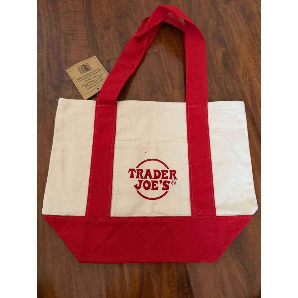 Trader Joe's Mini Canvas Reusable Tote Bags Canvas Tote Bag Red NEW